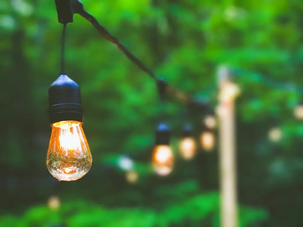 Close-up of a string light bulb