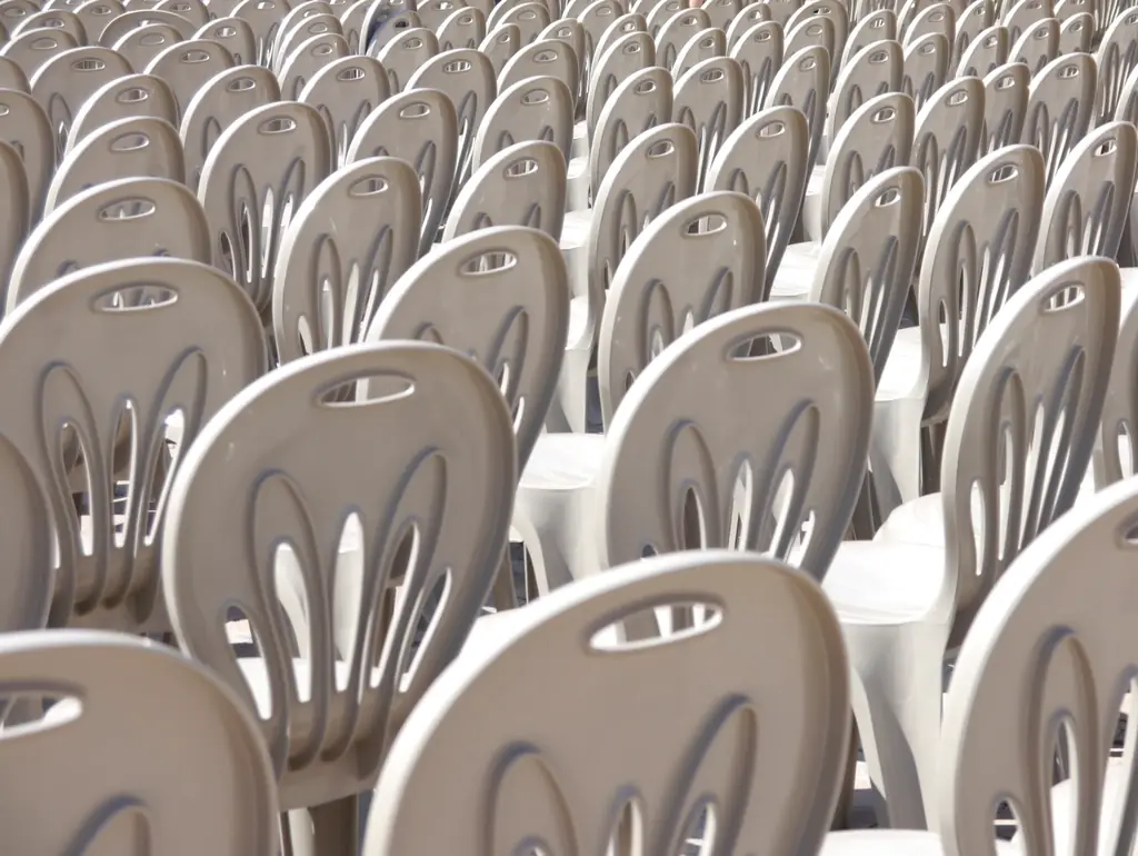 Rows of white chairs